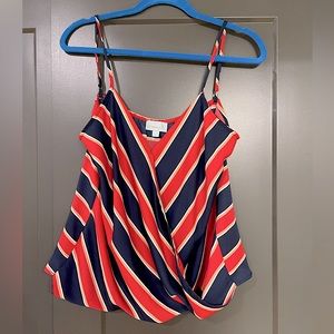 Striped Drapey Tank L Red & Blue
